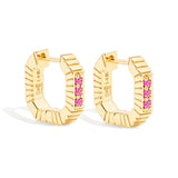 Campbell + Charlotte Spark Octagon Huggie - Pink Sapphire