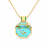 Campbell + Charlotte Spark Octagon Pendant Necklace - Turquoise & Emerald