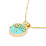 Campbell + Charlotte Spark Octagon Pendant Necklace - Turquoise & Emerald