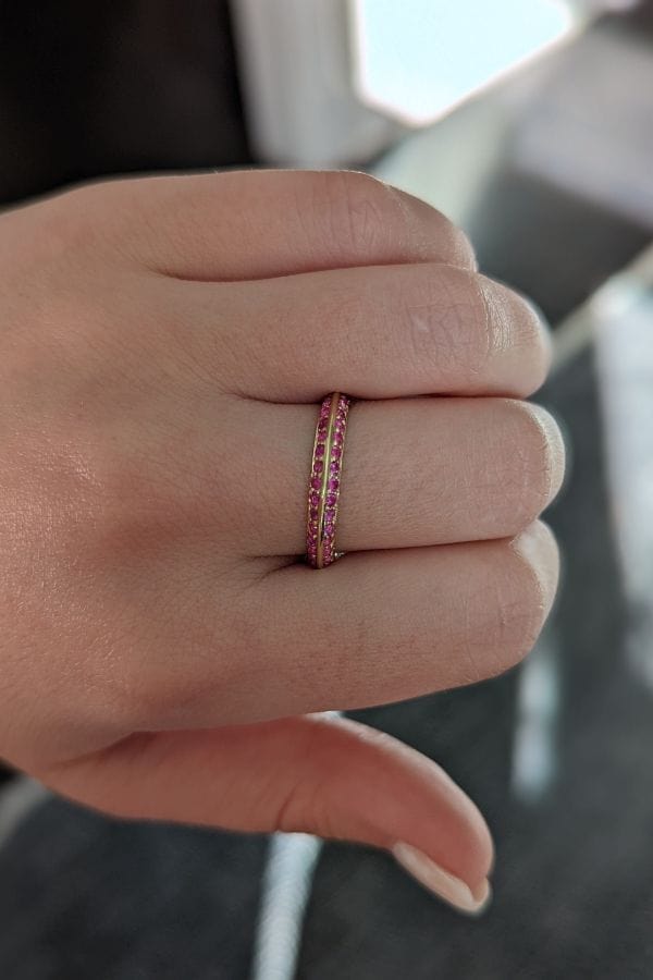 Campbell + Charlotte The Crew Knife Edge Stacking Ring - Pink Sapphire