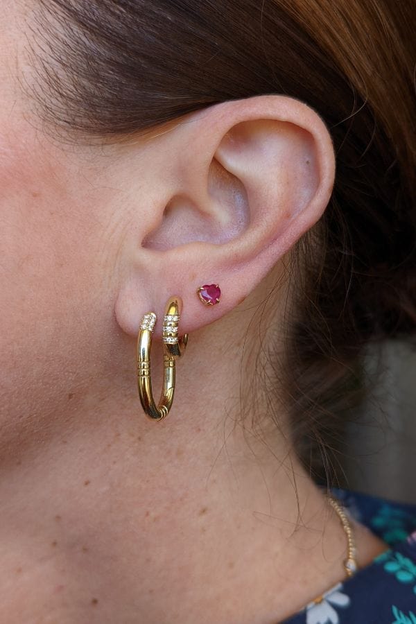 Campbell + Charlotte The Crew Oval Small Hoop Earring - Diamond