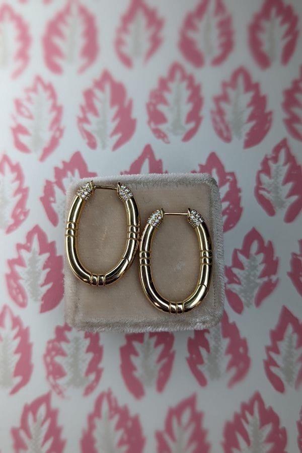 Campbell + Charlotte The Crew Oval Small Hoop Earring - Diamond
