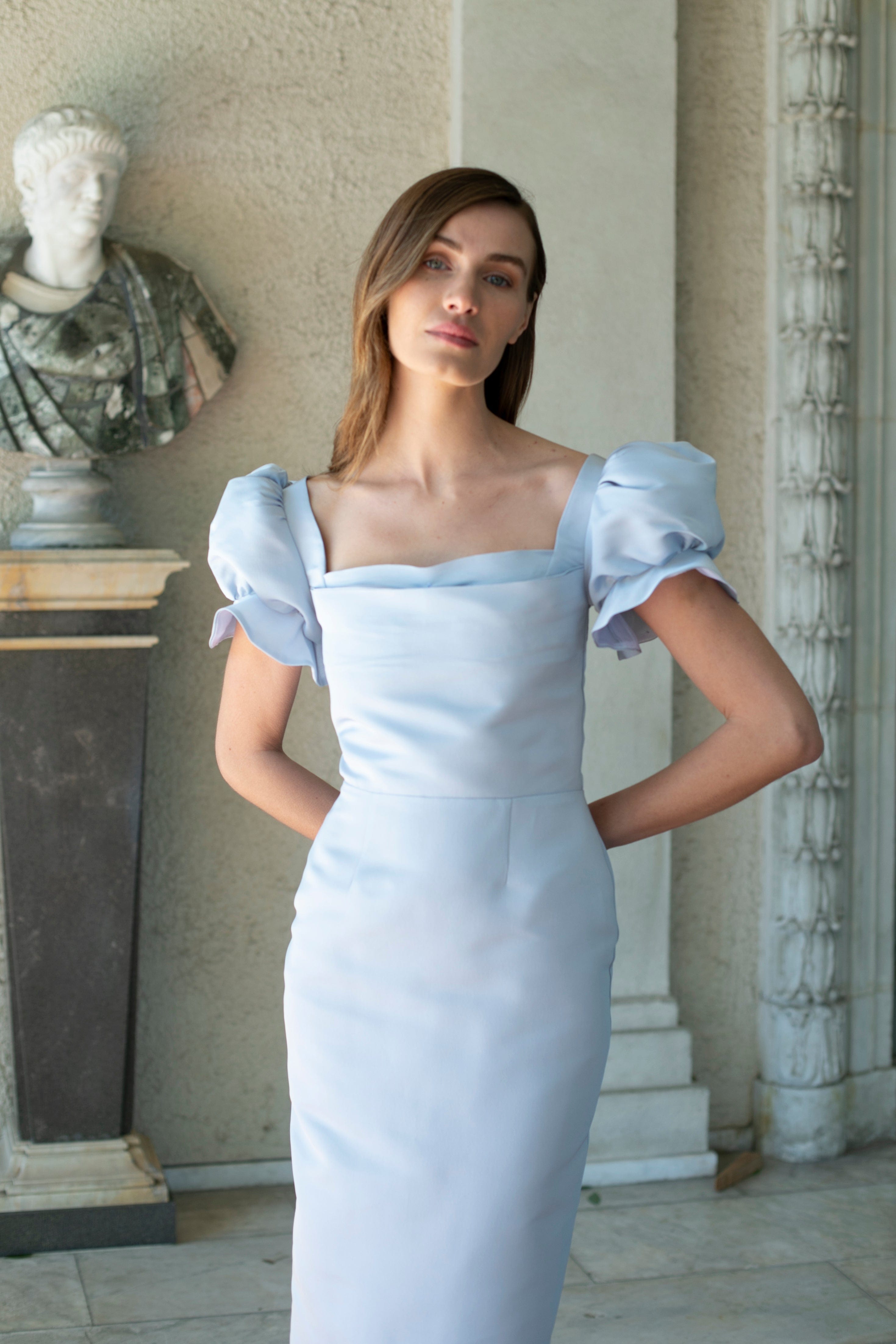 Damaris Bailey Dress Rose Dusty Blue