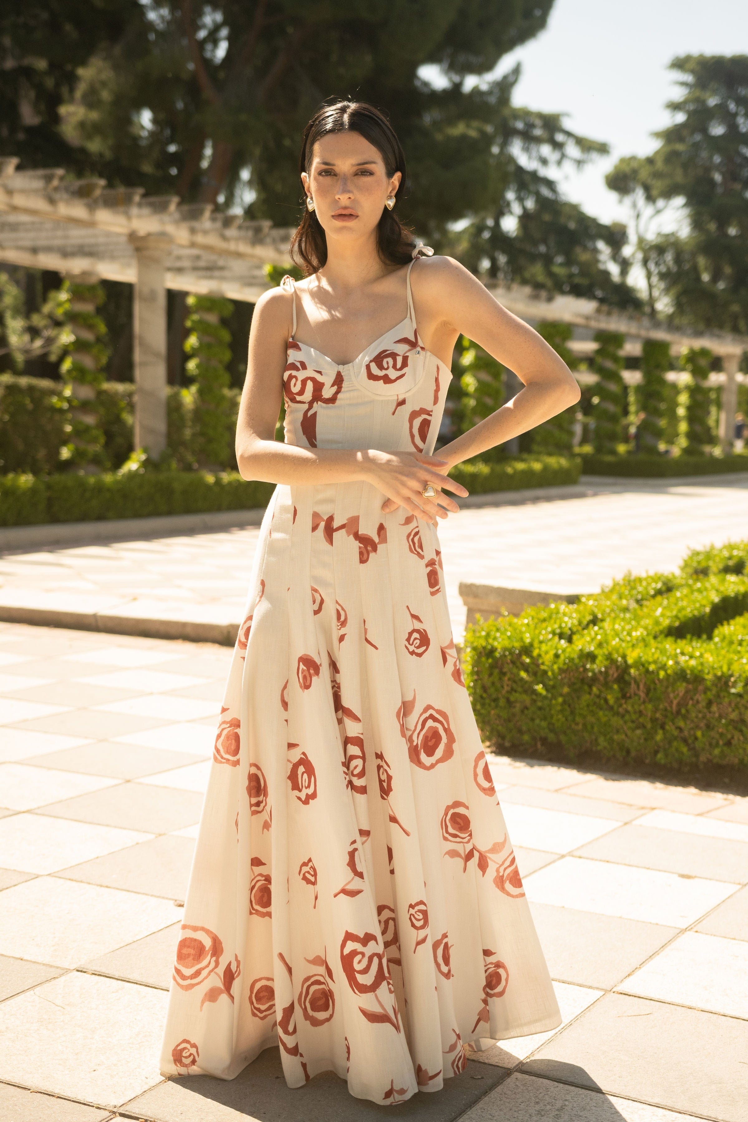 ESTEFANIA Dress Rosetta Maxi Dress Ivory Red
