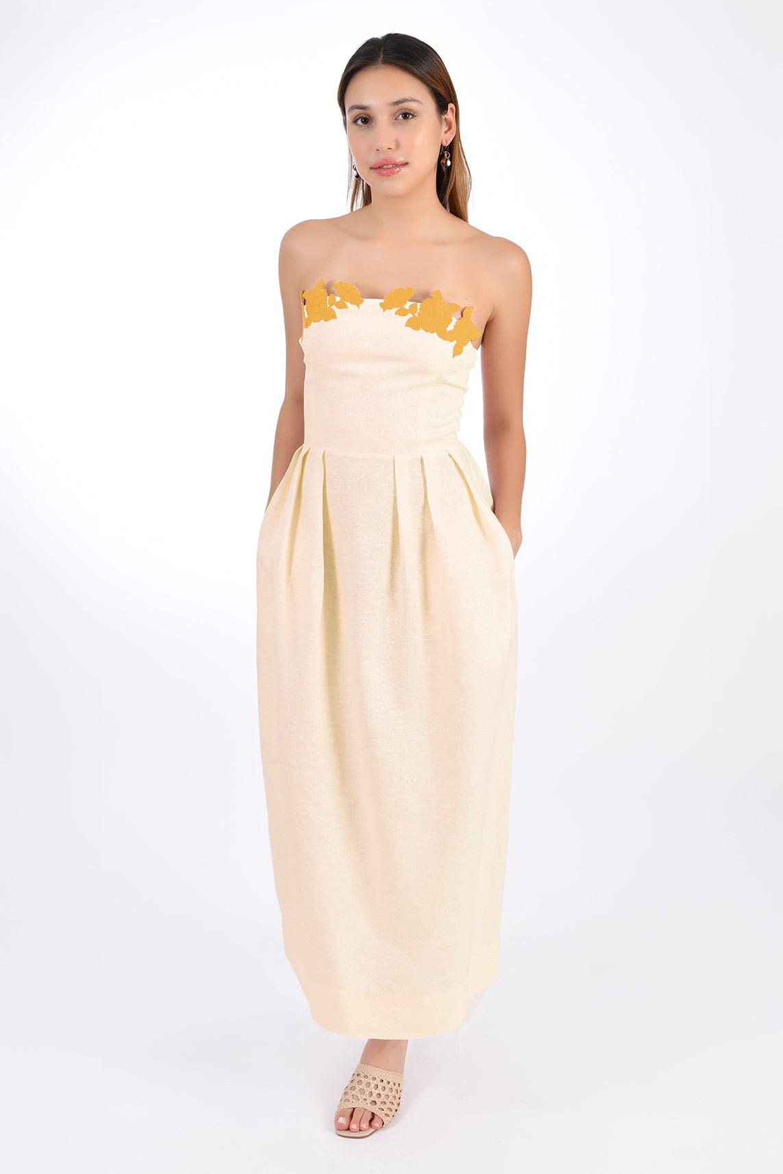Fanm Mon Dress L / Light Yellow Lorr Midi Marassa