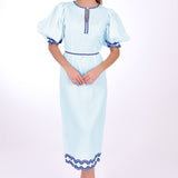 Fanm Mon Dress L / Light Lagoon Nehir Marassa