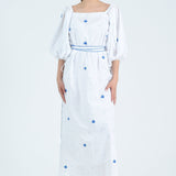 Fanm Mon Dress XXS / White with Blue Swiss Dots Nilufer