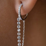 Henri Noël White Gold Diamond Tennis Chain Earrings