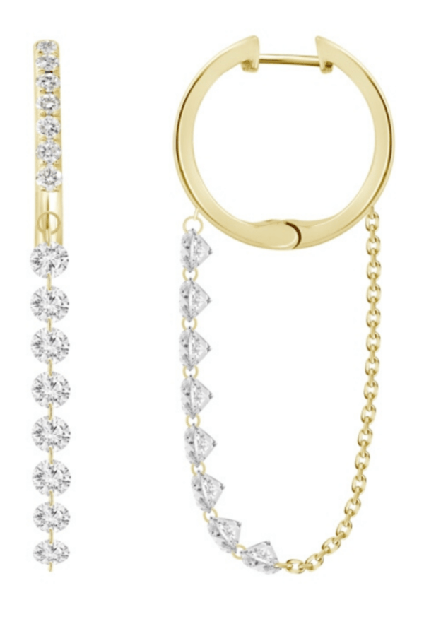 Henri Noël Yellow Gold Diamond Tennis Chain Earrings