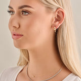 Henri Noël Earrings Thick Gold Hoop with Diamond Drop