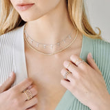 Henri Noël Necklace Double Diamond Drop Station Necklace