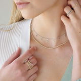 Henri Noël Necklace Double Diamond Drop Station Necklace