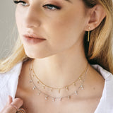Henri Noël Necklace Double Diamond Drop Station Necklace