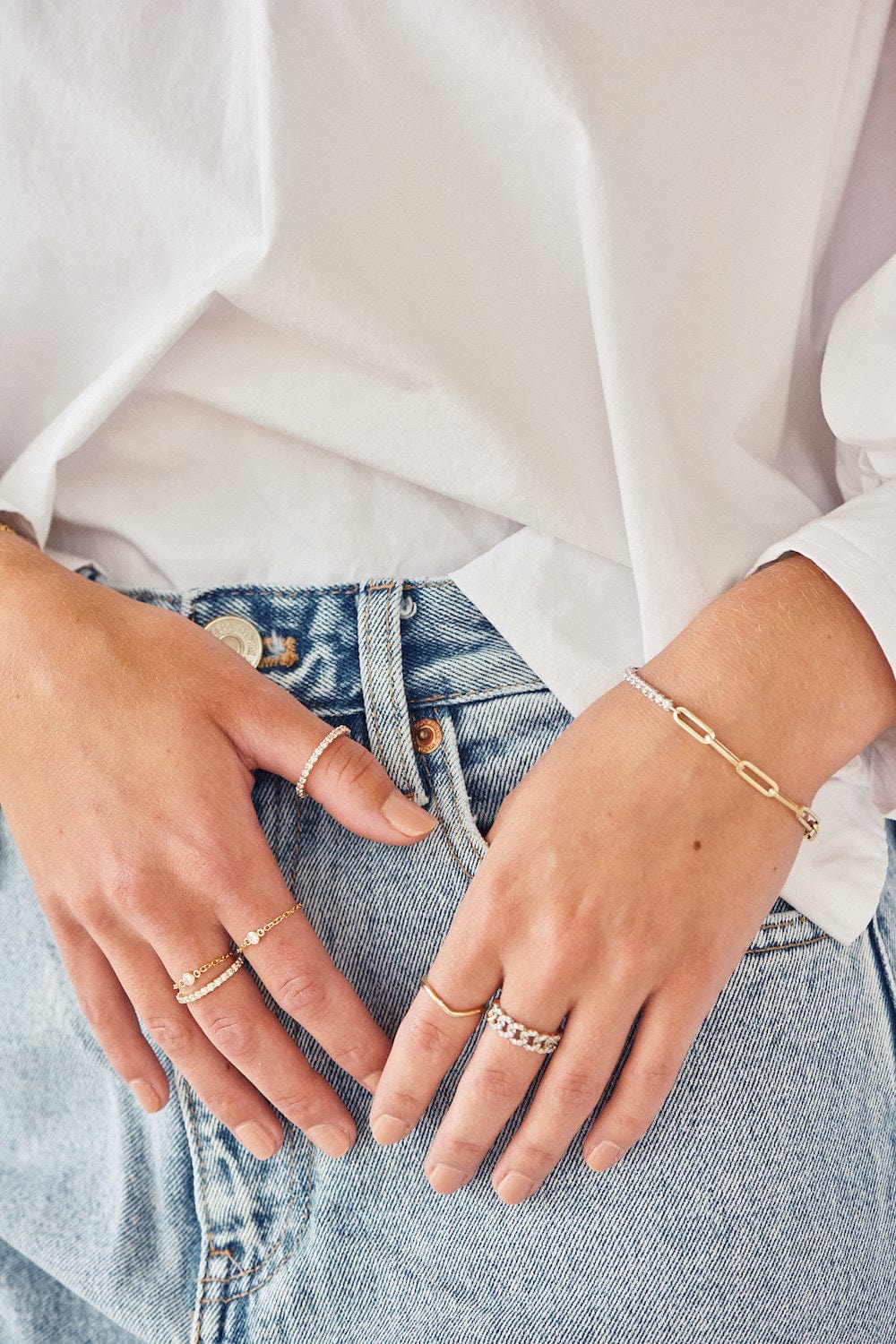 Henri Noël Ring 18k Diamond Chain Ring | Adjustable