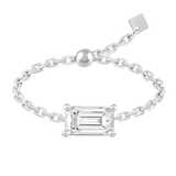 Henri Noël Ring White gold Emerald Cut Chain Ring | Adjustable