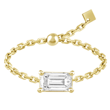 Henri Noël Ring Yellow gold Emerald Cut Chain Ring | Adjustable