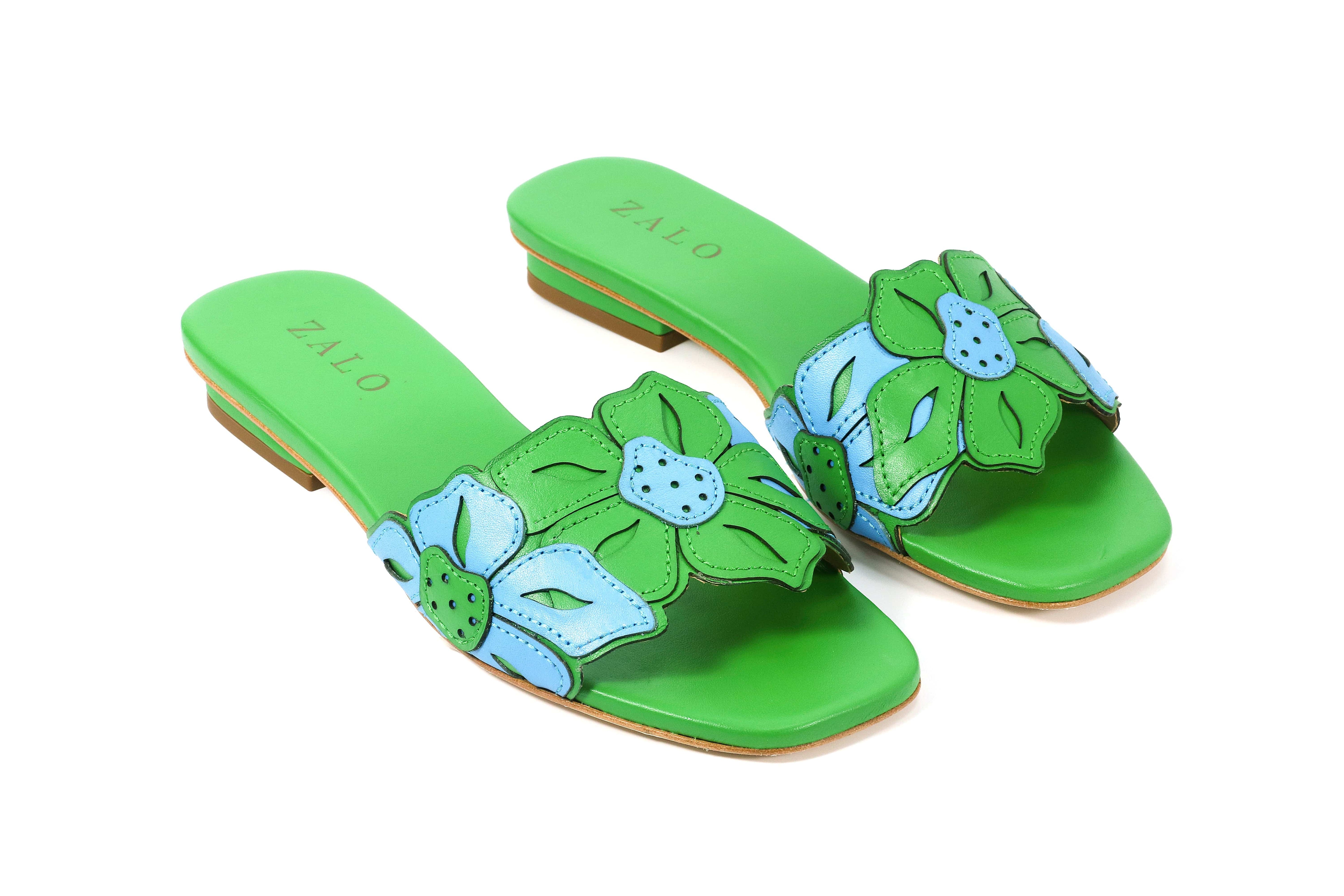 House of Zalo Footwear Flora Slide Green
