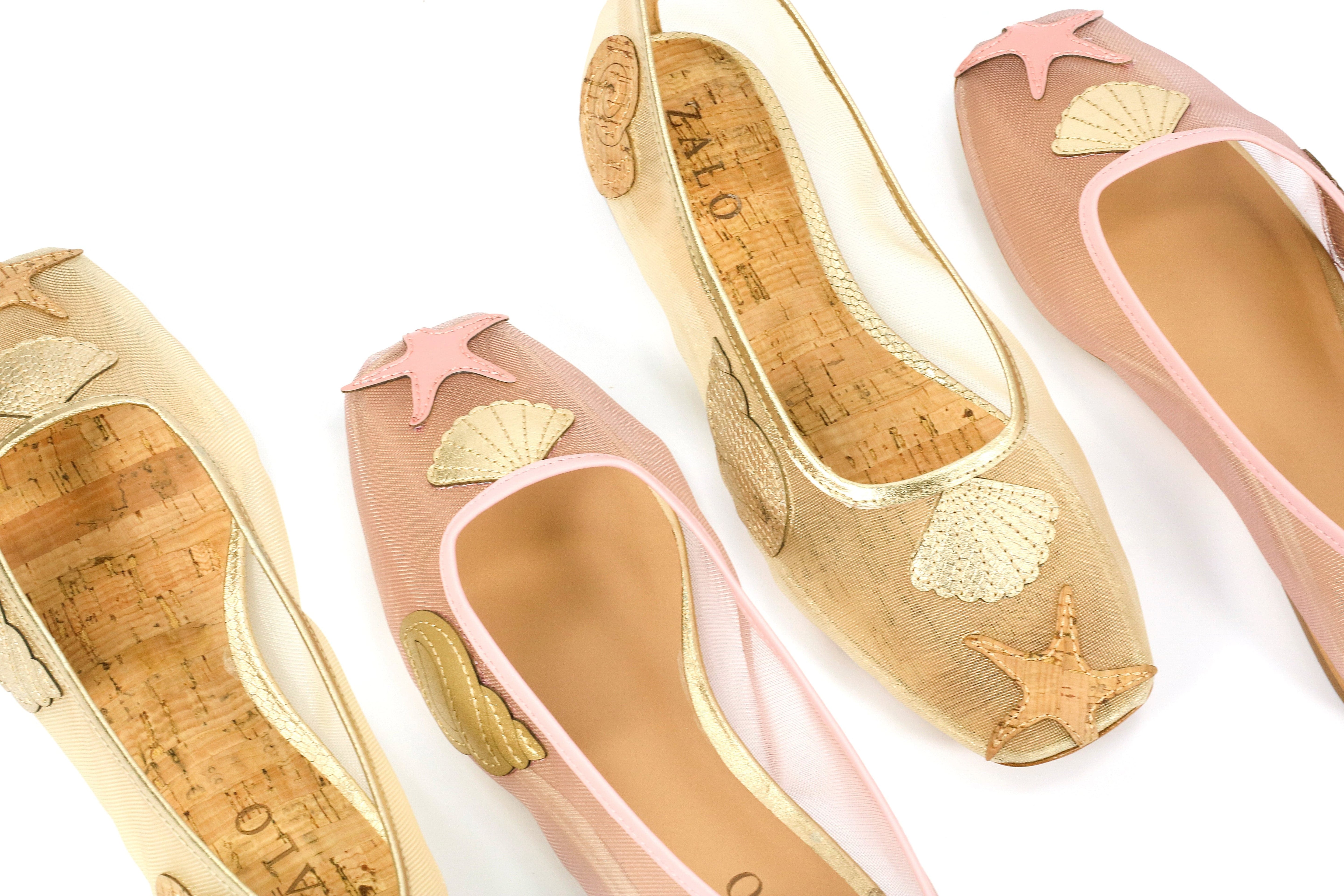 House of Zalo Footwear Sylvie Shell Ballet Rose