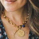 Jane Win Chunky Link Chain with Lapis Bead