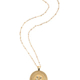 Jane Win Jane Win Necklace 16-18" Beaded Satellite Chain Lucky JW Original Pendant Coin