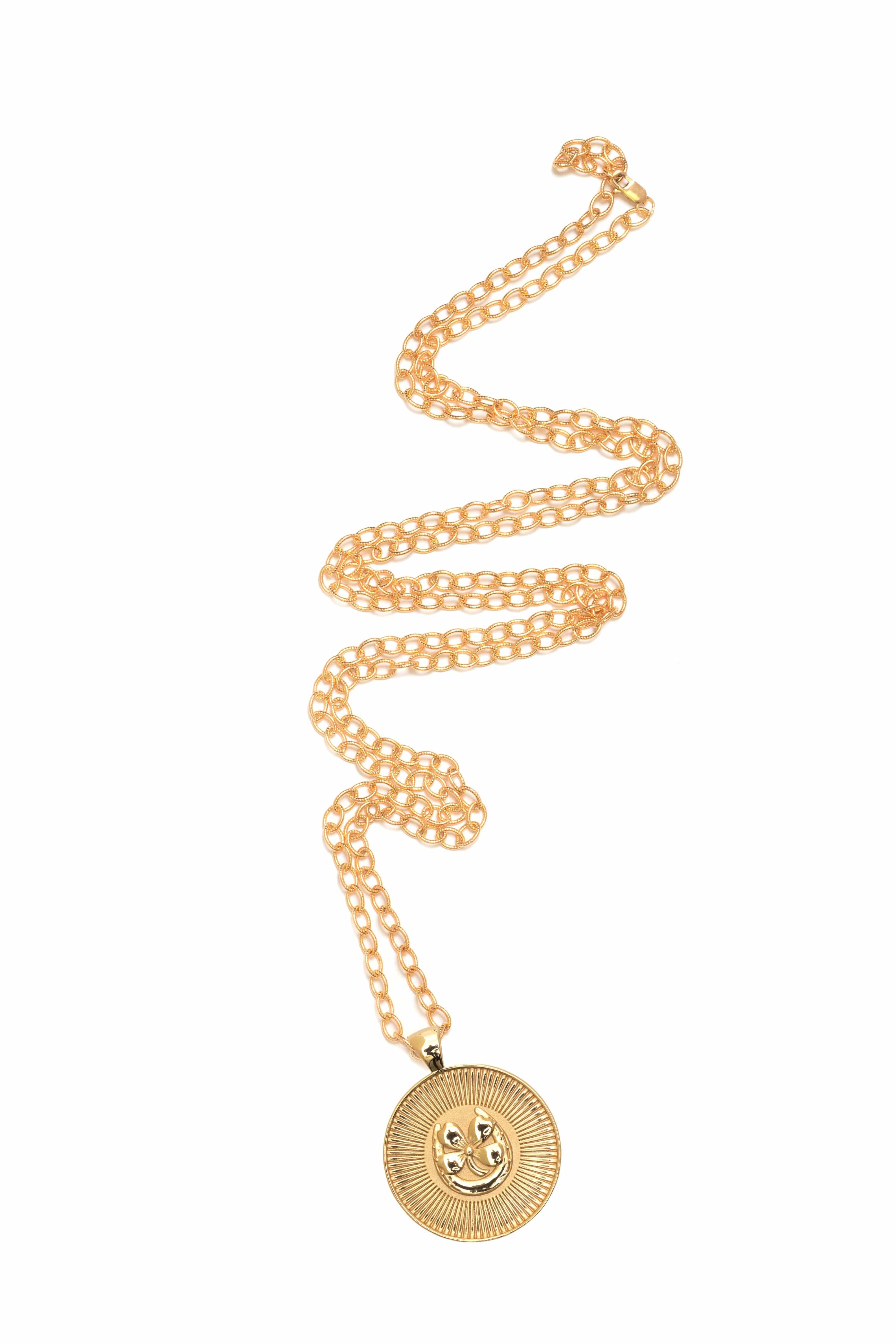 Jane Win Jane Win Necklace 32" Mini Twist Chain Lucky JW Original Pendant Coin