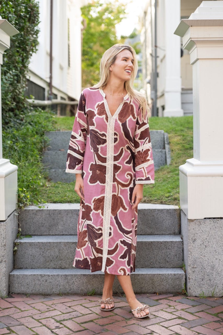 Kahora Palm Beach Dress Bardot Merrain | Pink