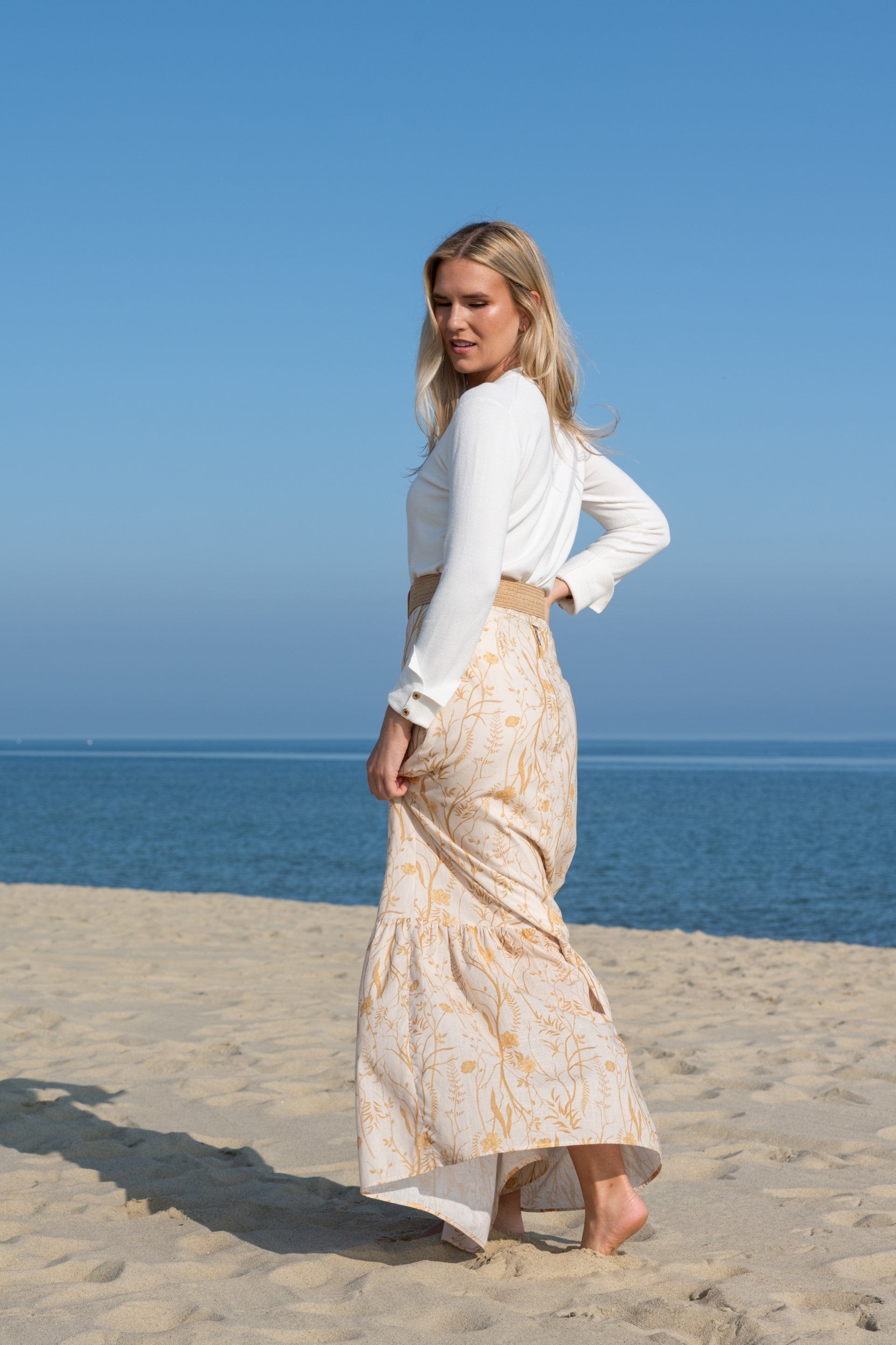 Kahora Palm Beach Skirt Lizzie Linen Skirt | Wisteria Tuscany Yellow
