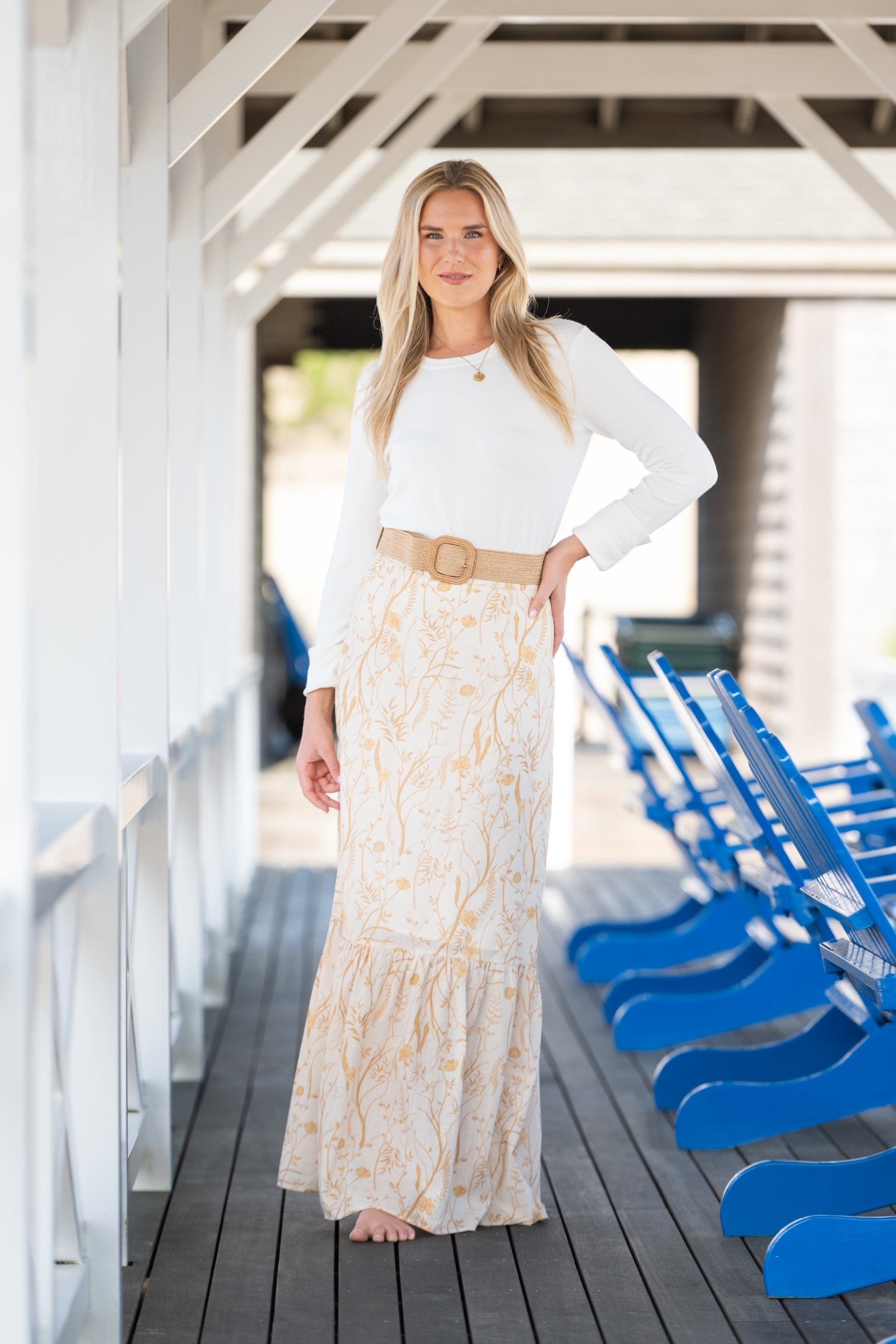 Kahora Palm Beach Skirt Lizzie Linen Skirt | Wisteria Tuscany Yellow