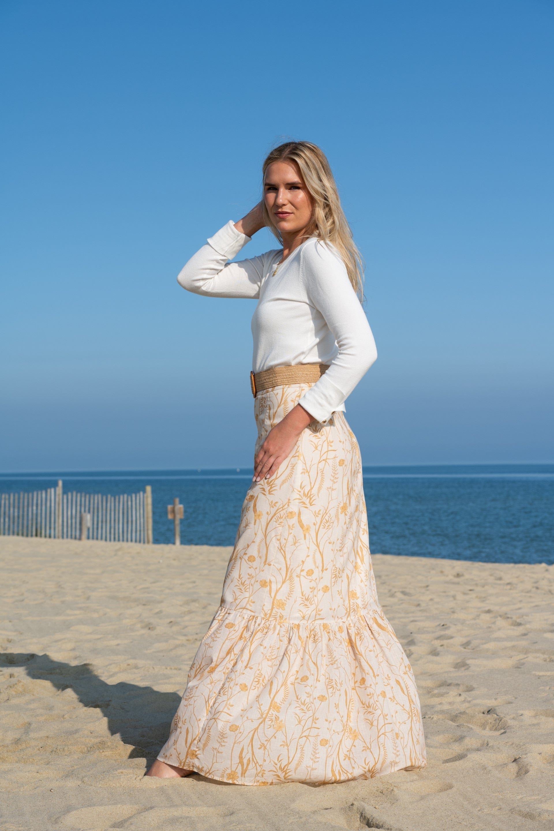 Kahora Palm Beach Skirt Lizzie Linen Skirt | Wisteria Tuscany Yellow