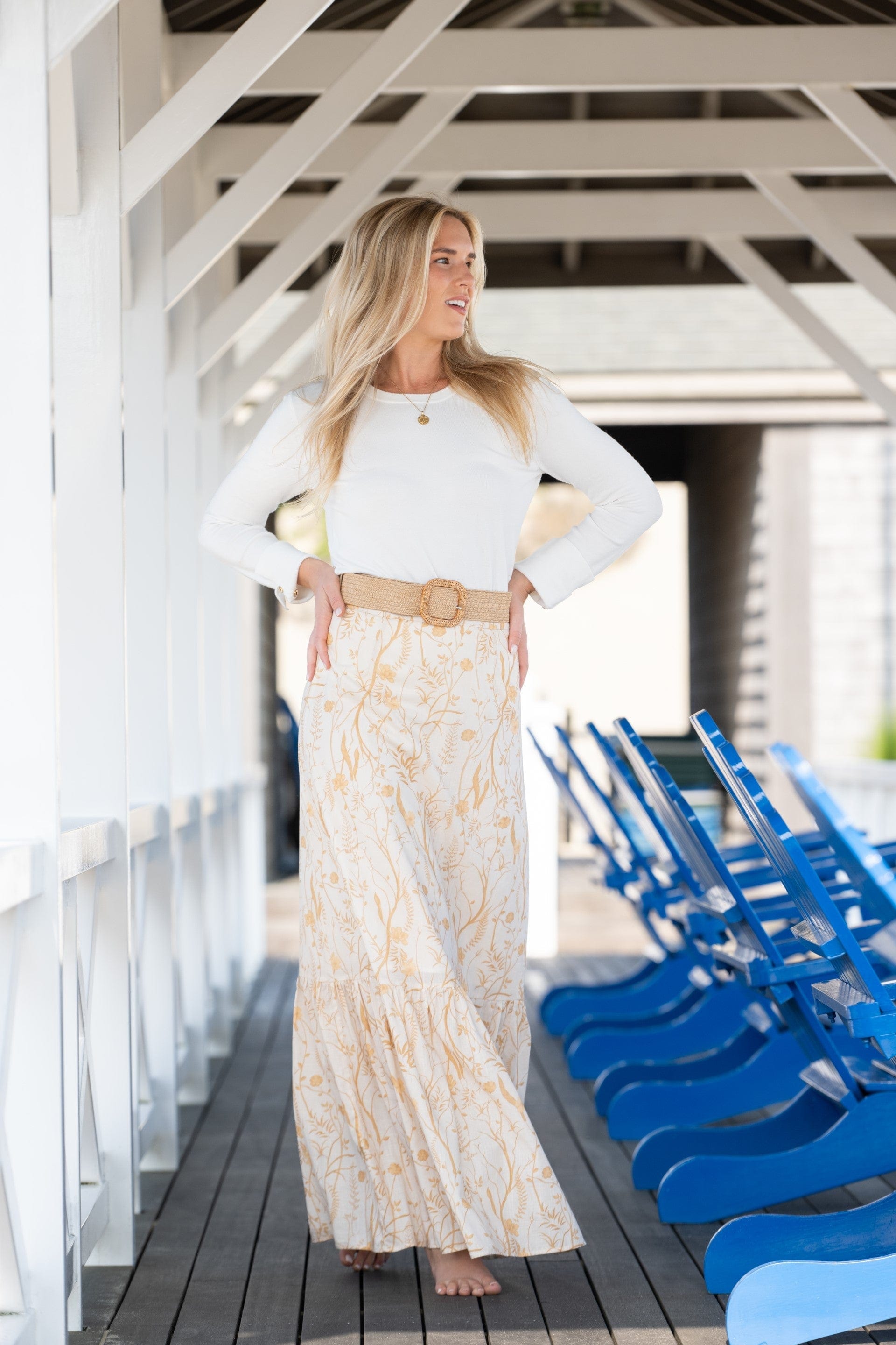 Kahora Palm Beach Skirt Lizzie Linen Skirt | Wisteria Tuscany Yellow