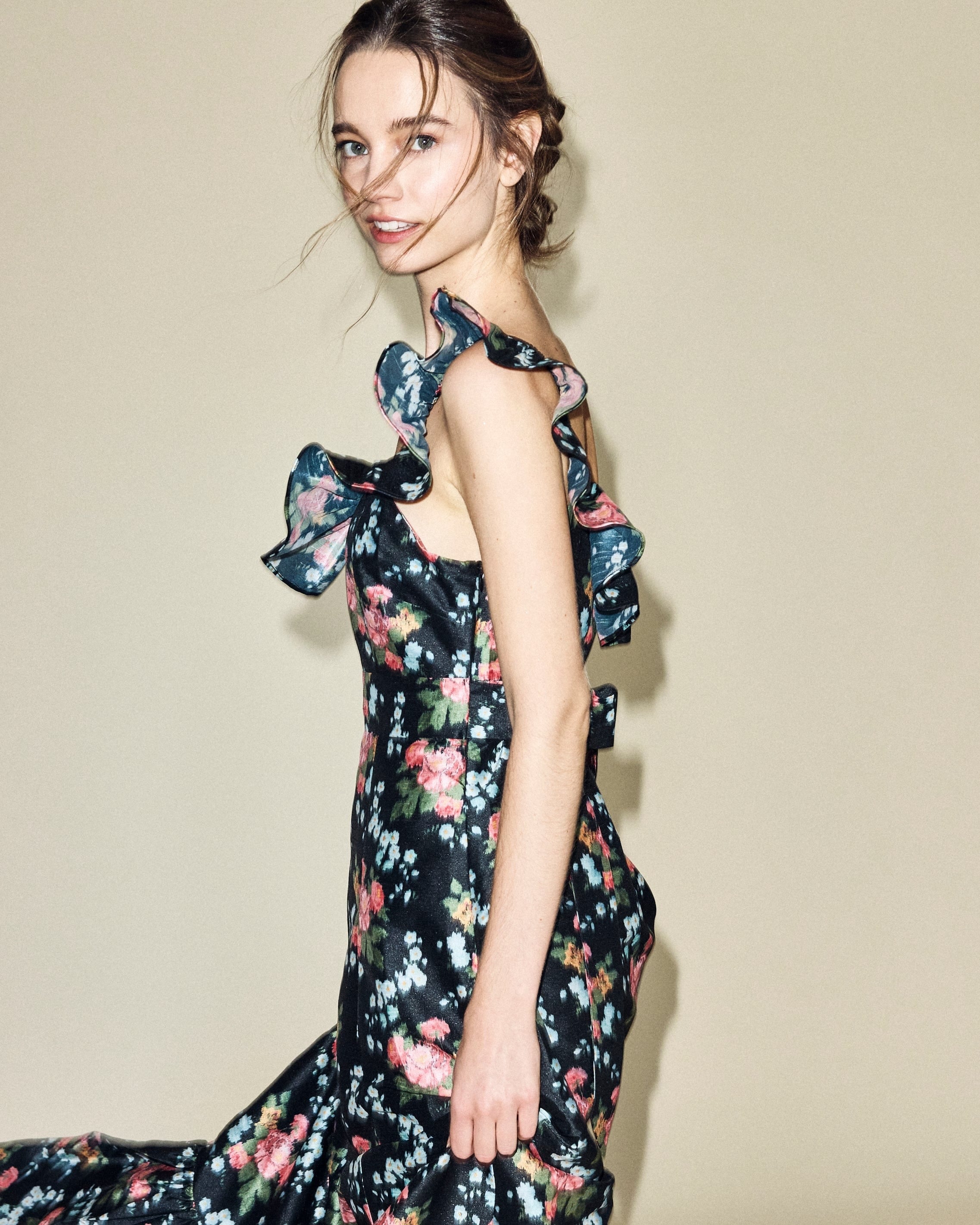 Louise New York Camille Dress in Black Floral Brocade