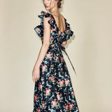Louise New York Camille Dress in Black Floral Brocade
