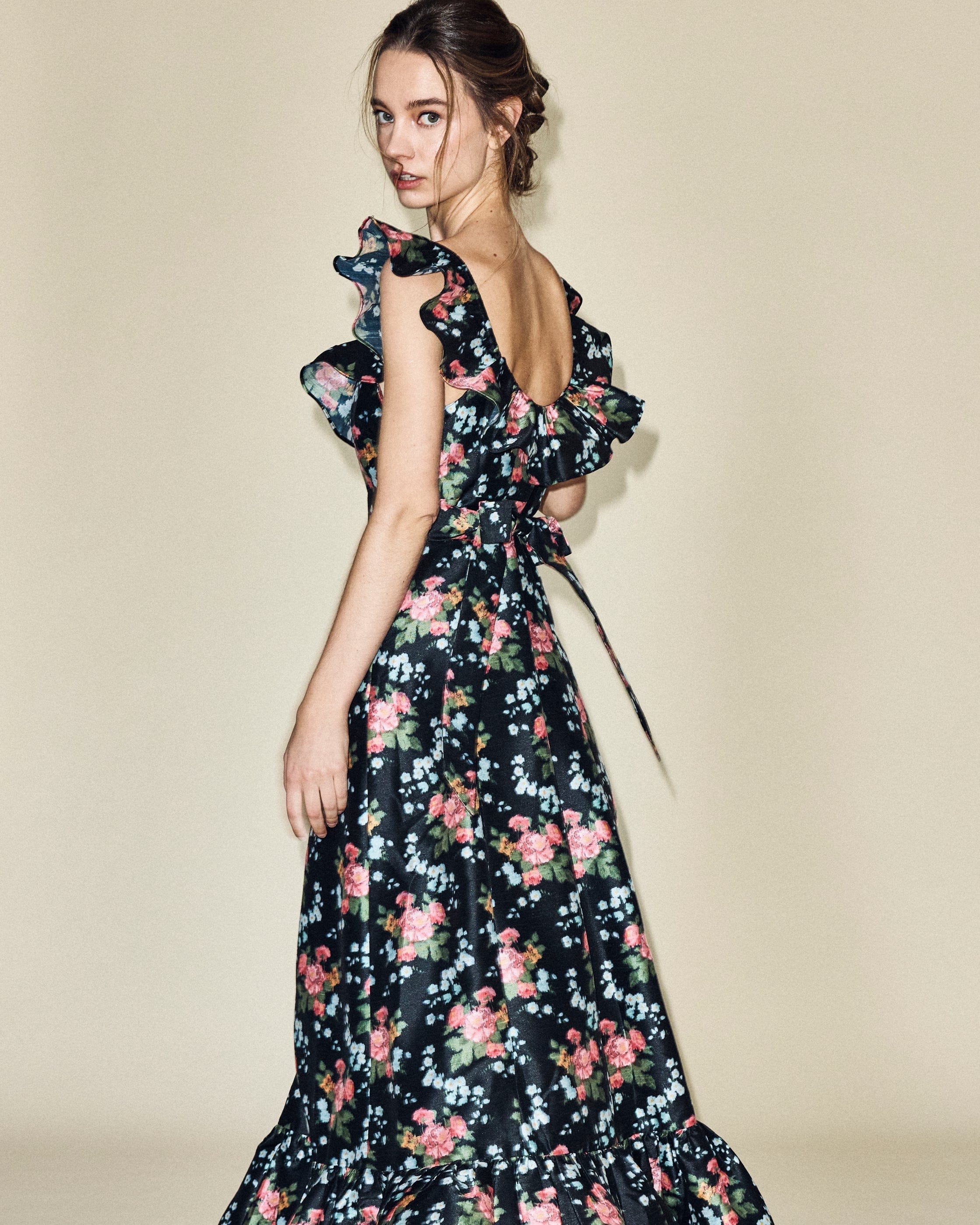 Louise New York Camille Dress in Black Floral Brocade