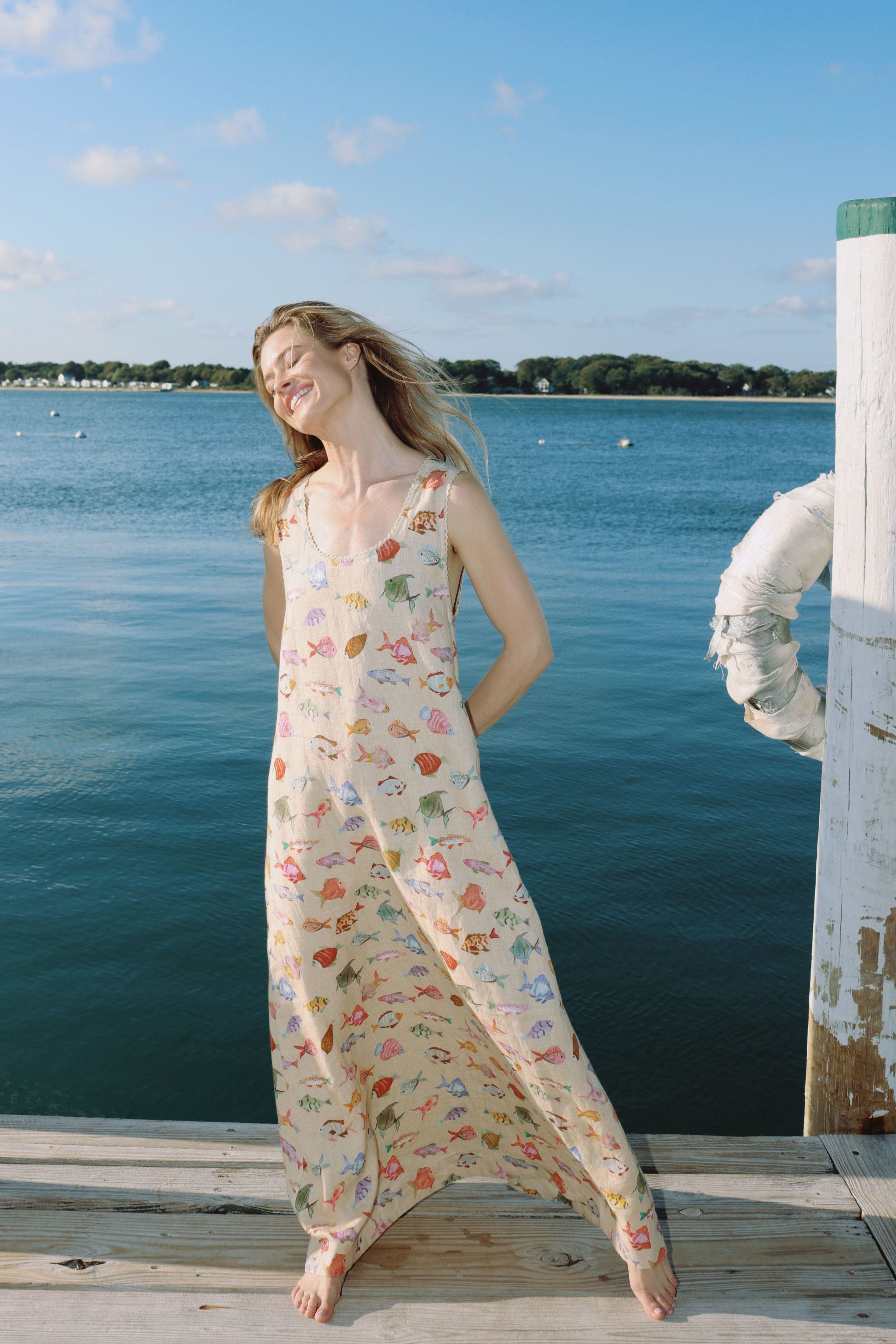 Penelope Maxi Dress in Fête de la mer X-Small
