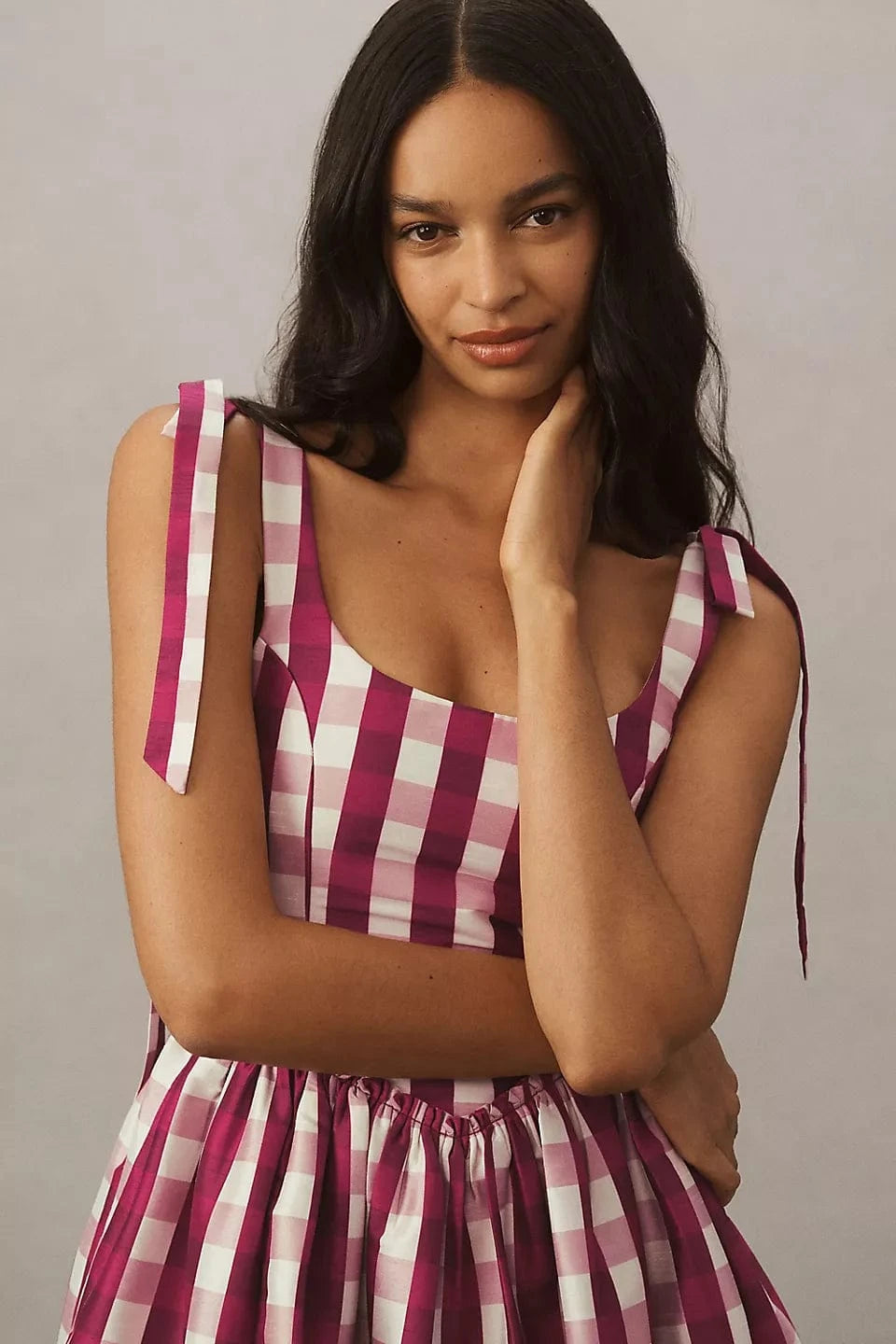Louise New York Marie Dress in Wine Gingham
