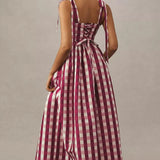 Louise New York Marie Dress in Wine Gingham