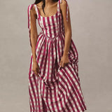 Louise New York Marie Dress in Wine Gingham