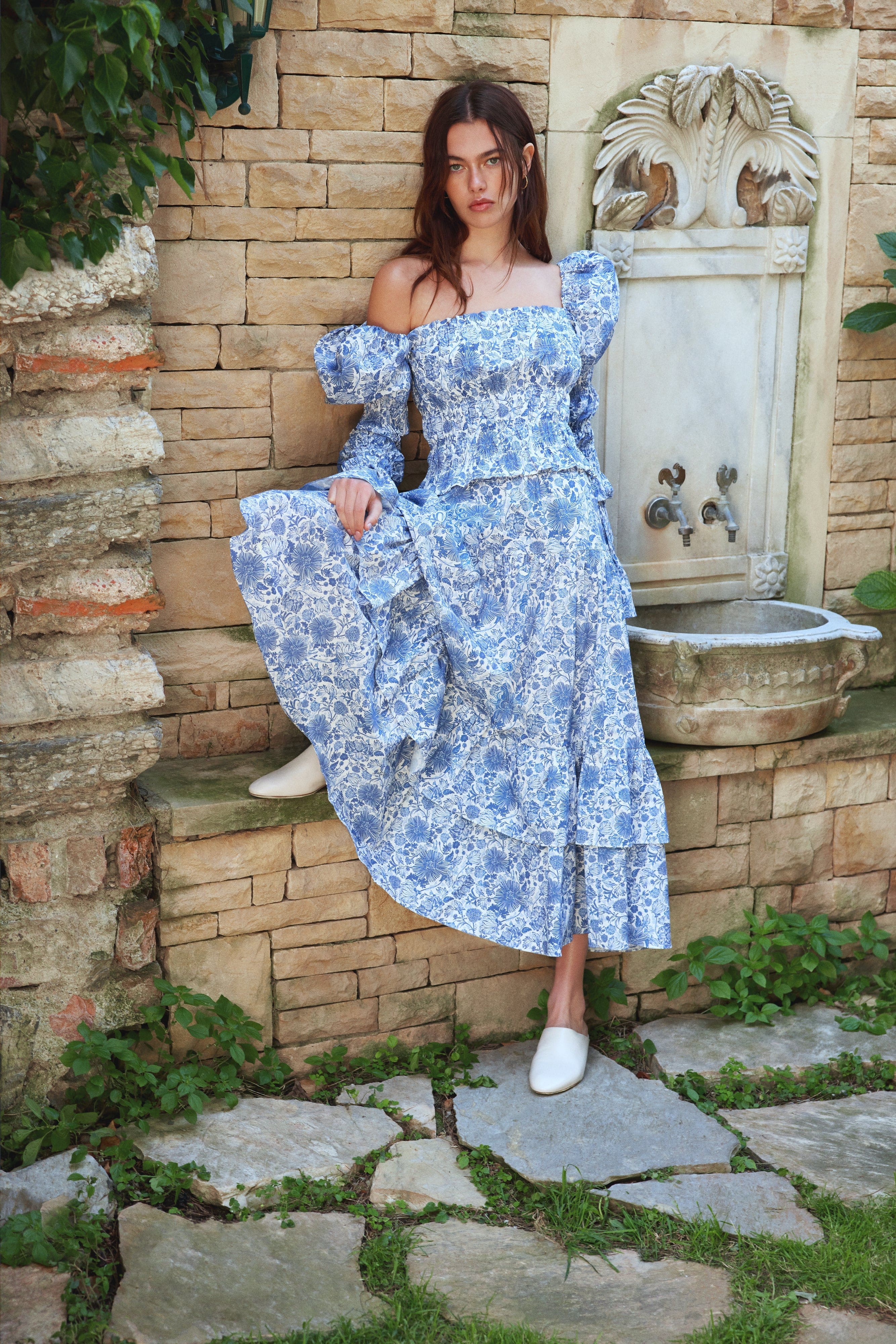 Loulou La Dune Dress Gracie Set in Blue