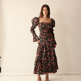 Loulou La Dune Dress Gracie Set in Midnight Garden