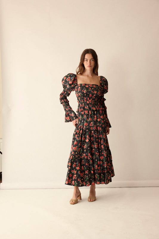 Loulou La Dune Dress Gracie Set in Midnight Garden