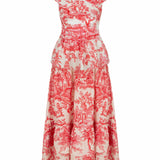 Loulou La Dune Dress Lily Set in Cherry Red Toile