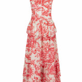Loulou La Dune Dress Lily Set in Cherry Red Toile