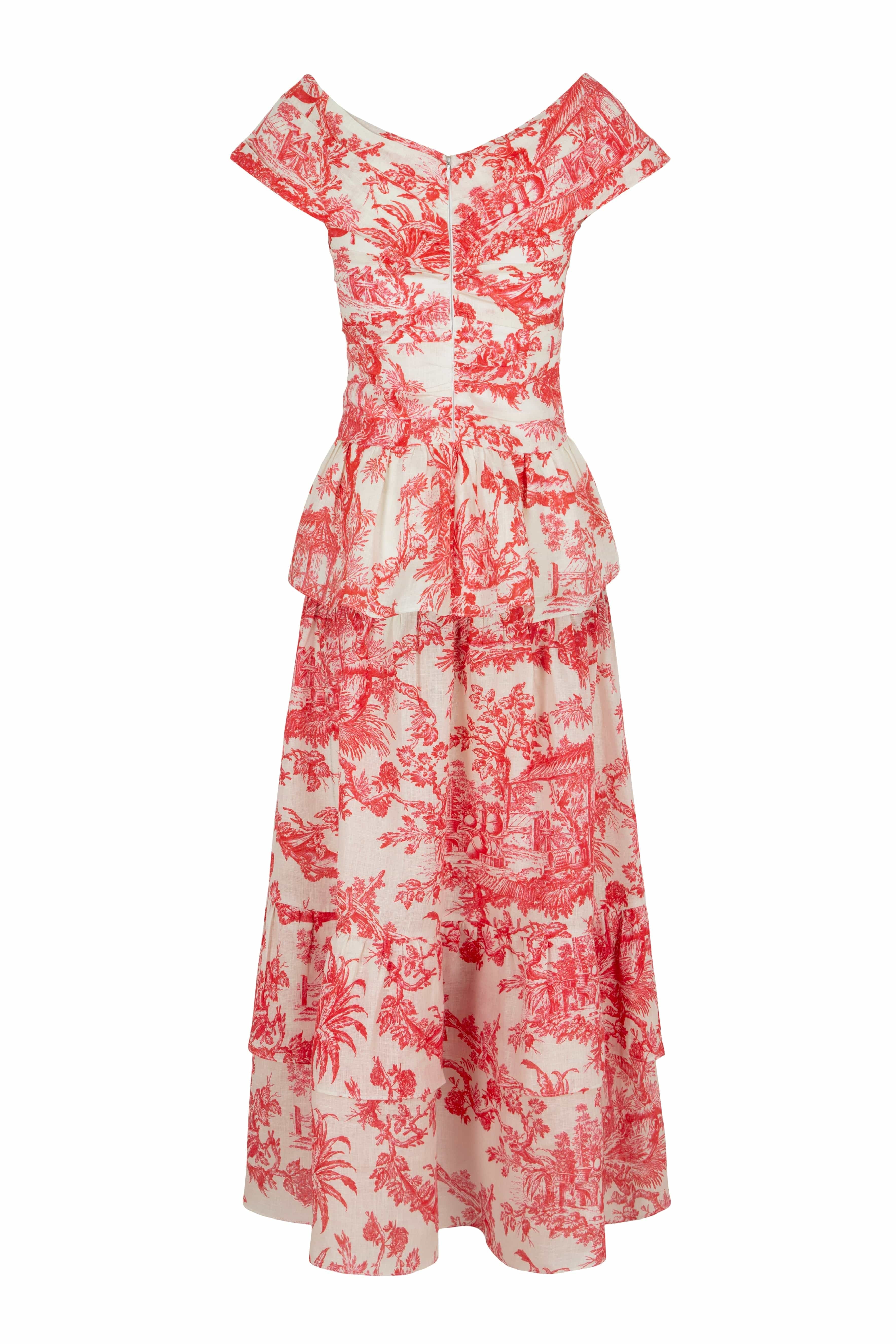 Loulou La Dune Dress Lily Set in Cherry Red Toile
