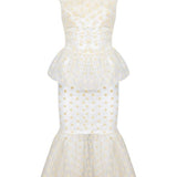 Loulou La Dune Dress XS / Organza and Velvet Lily set in Cream Organza