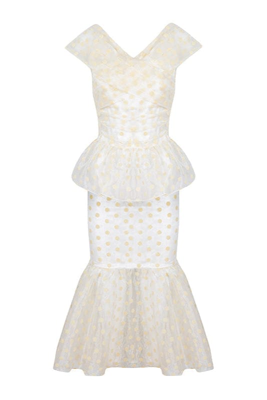 Loulou La Dune Dress XS / Organza and Velvet Lily set in Cream Organza