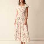 Loulou La Dune Dress XS / Red and Green Floral Lily Set in Red