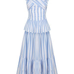 Loulou La Dune Dress Lily Set in Striped Blue