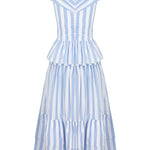 Loulou La Dune Dress Lily Set in Striped Blue