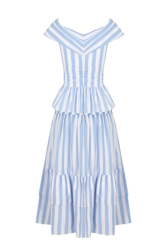 Loulou La Dune Dress Lily Set in Striped Blue