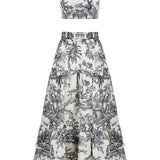 Loulou La Dune Dress Mia Set in Black Toile de Jouy